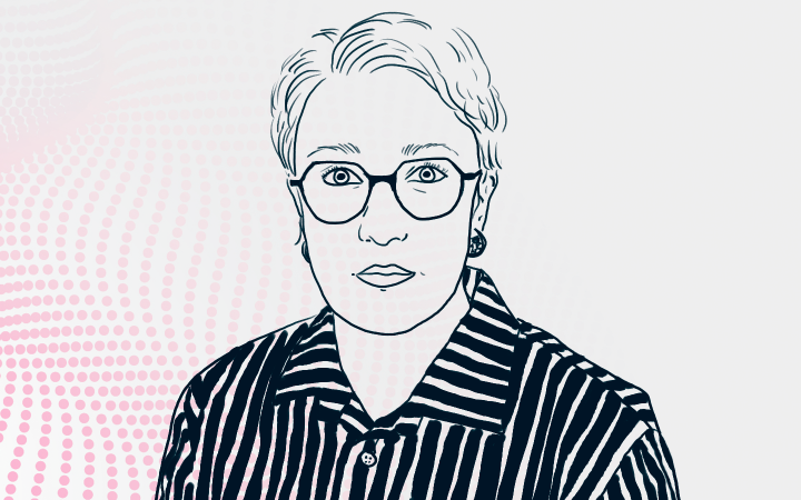 Piirroskuva henkilöstä Xamk Pulse taustalla