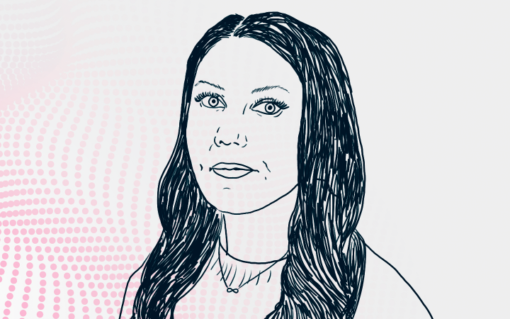 Piirroskuva henkilöstä Xamk Pulse taustalla