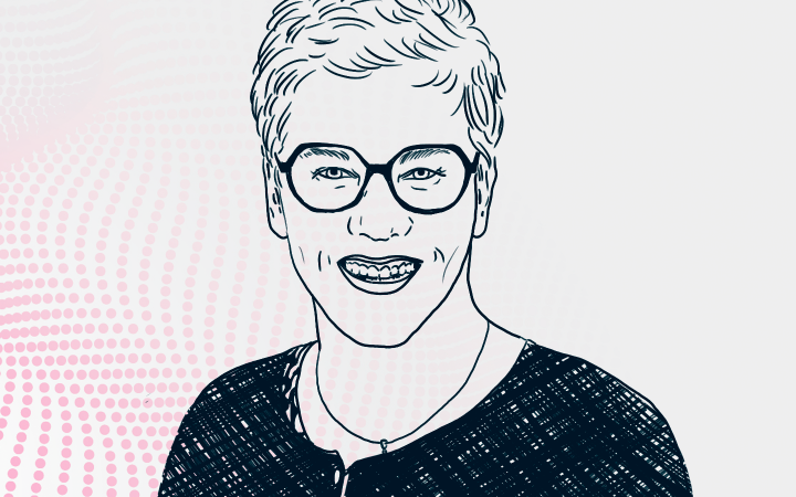 Piirroskuva henkilöstä Xamk Pulse taustalla