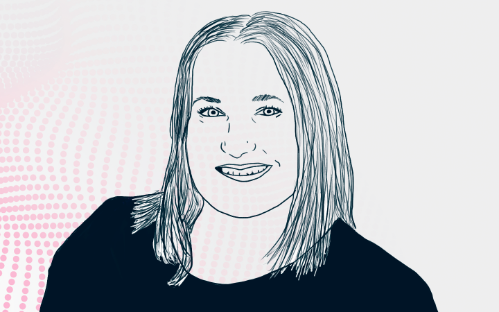 Piirroskuva henkilöstä Xamk Pulse taustalla