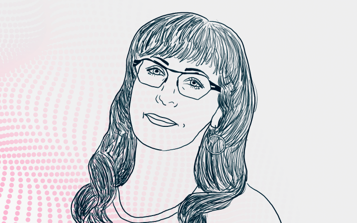 Piirroskuva henkilöstä Xamk Pulse taustalla