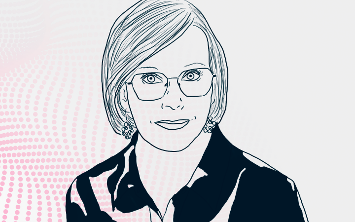 Piirroskuva henkilöstä Xamk Pulse taustalla