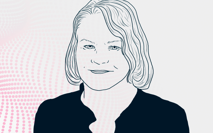 Piirroskuva henkilöstä Xamk Pulse taustalla